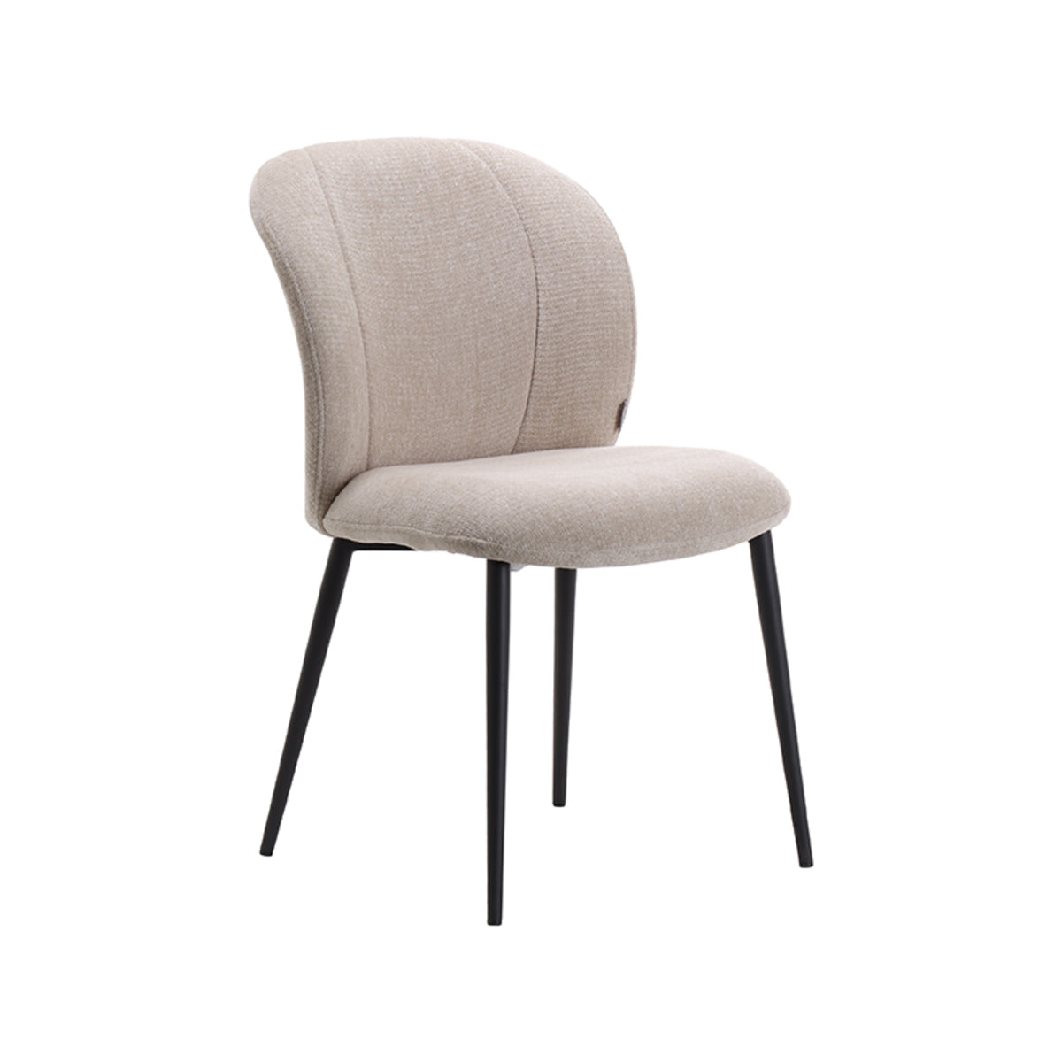 LABEL51 Eetkamerstoelen Vino - Naturel - Chenille - Zwart Metalen Frame