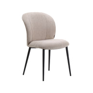LABEL51 Eetkamerstoelen Vino - Naturel - Chenille - Zwart Metalen Frame