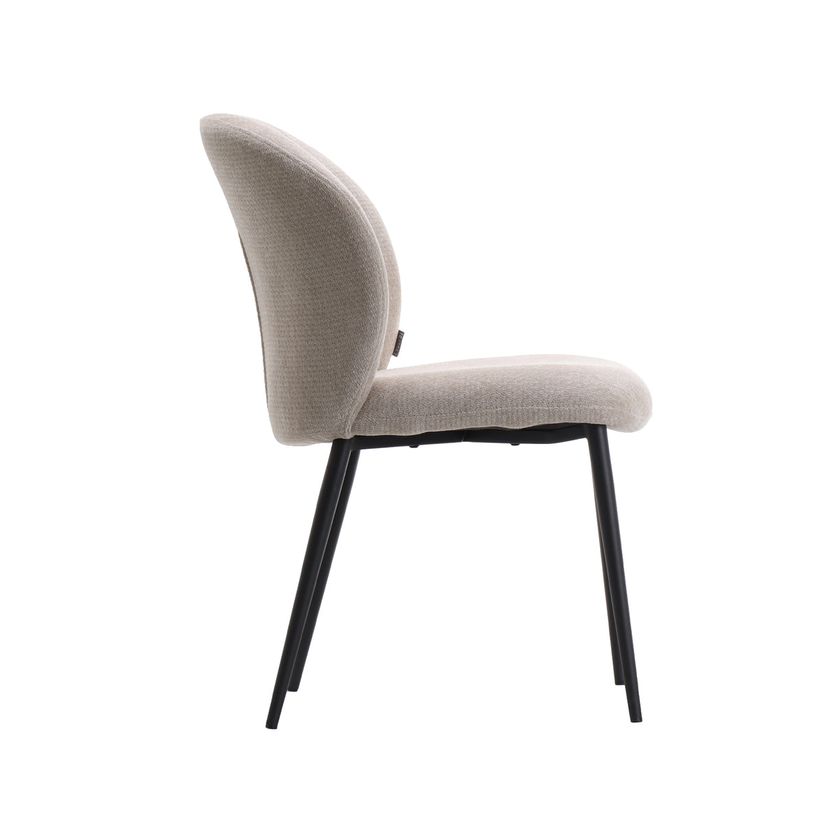 LABEL51 Eetkamerstoelen Vino - Naturel - Chenille - Zwart Metalen Frame