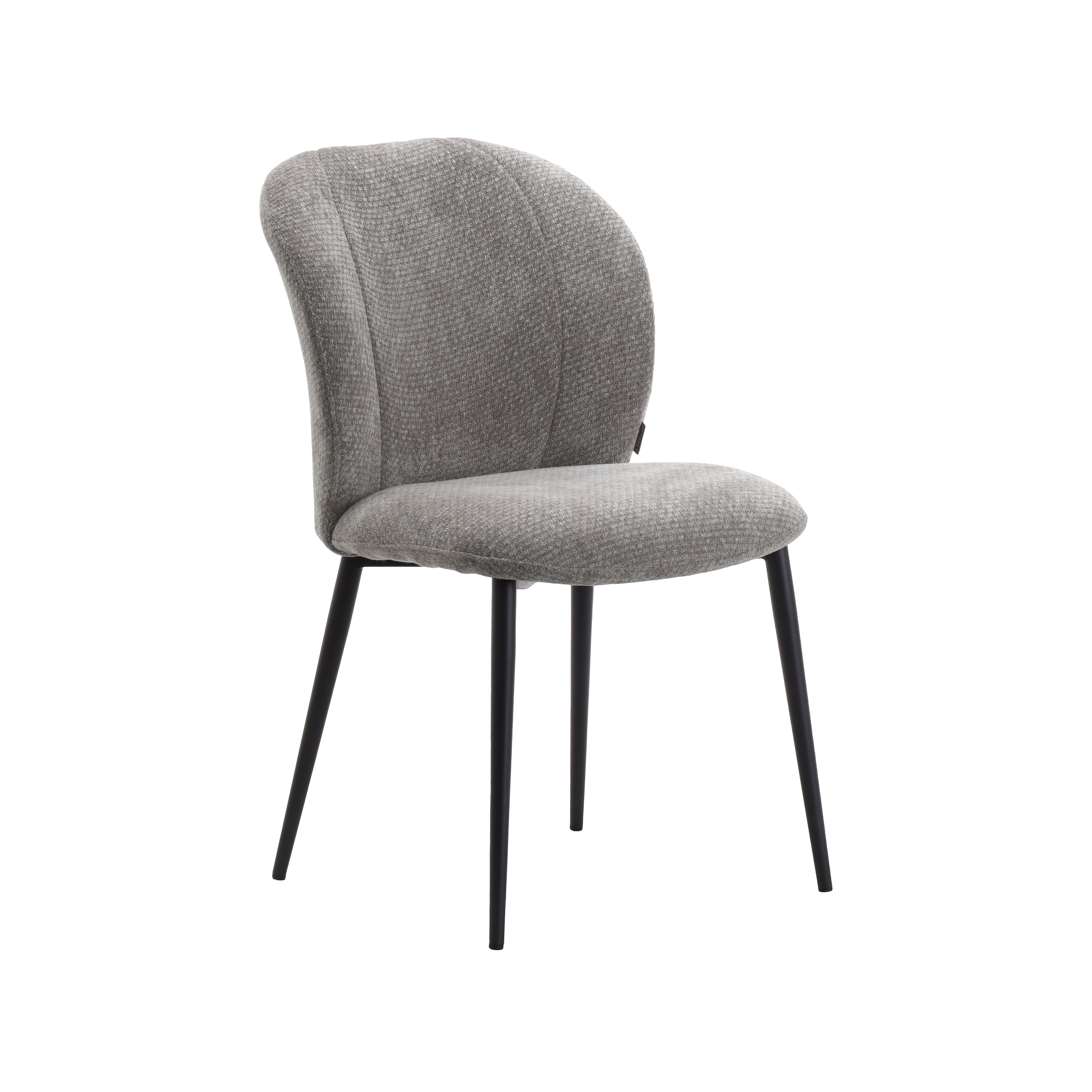 LABEL51 Eetkamerstoelen Vino - Stone - Chenille - Zwart Metalen Frame