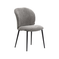 LABEL51 Eetkamerstoelen Vino - Stone - Chenille - Zwart Metalen Frame
