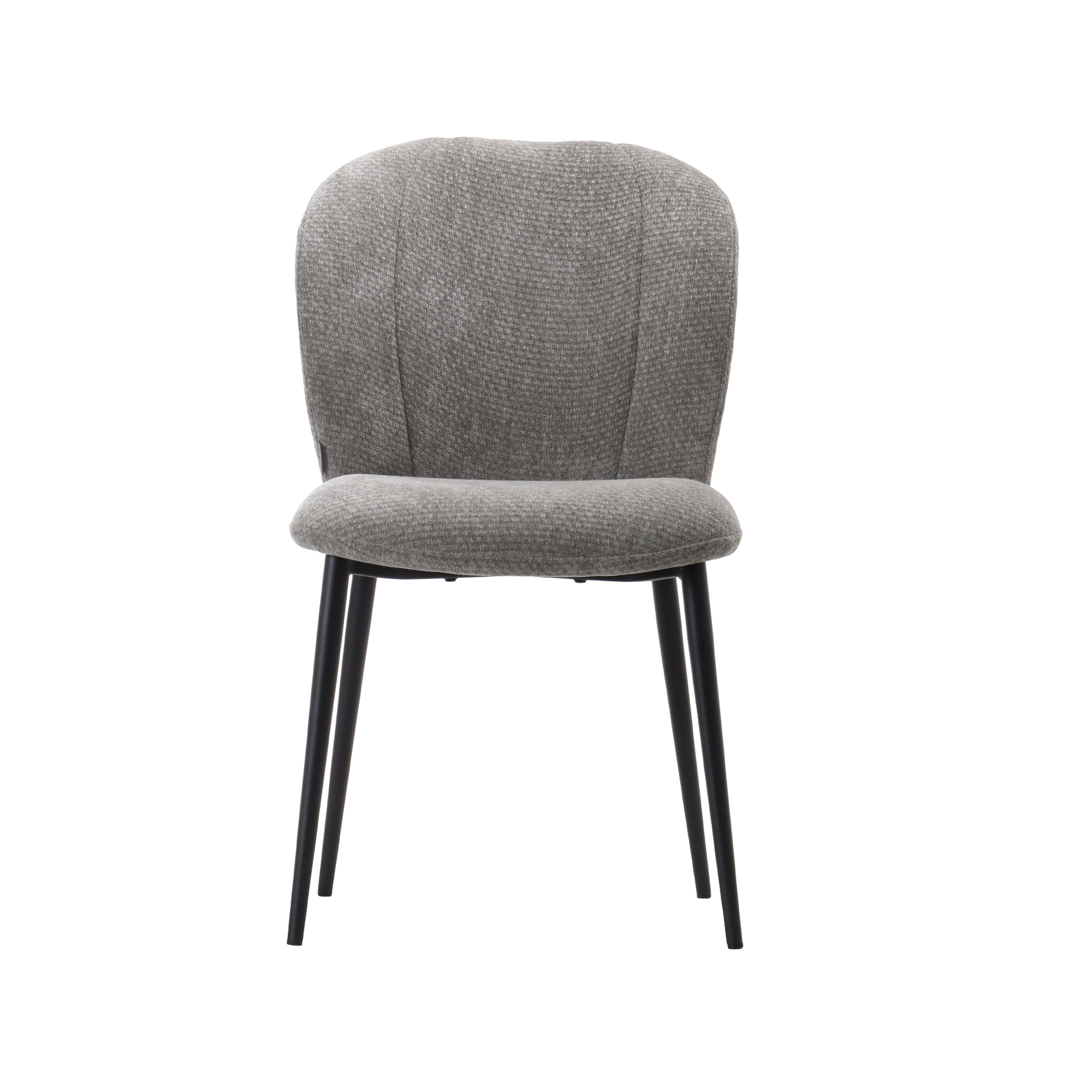 LABEL51 Eetkamerstoelen Vino - Stone - Chenille - Zwart Metalen Frame