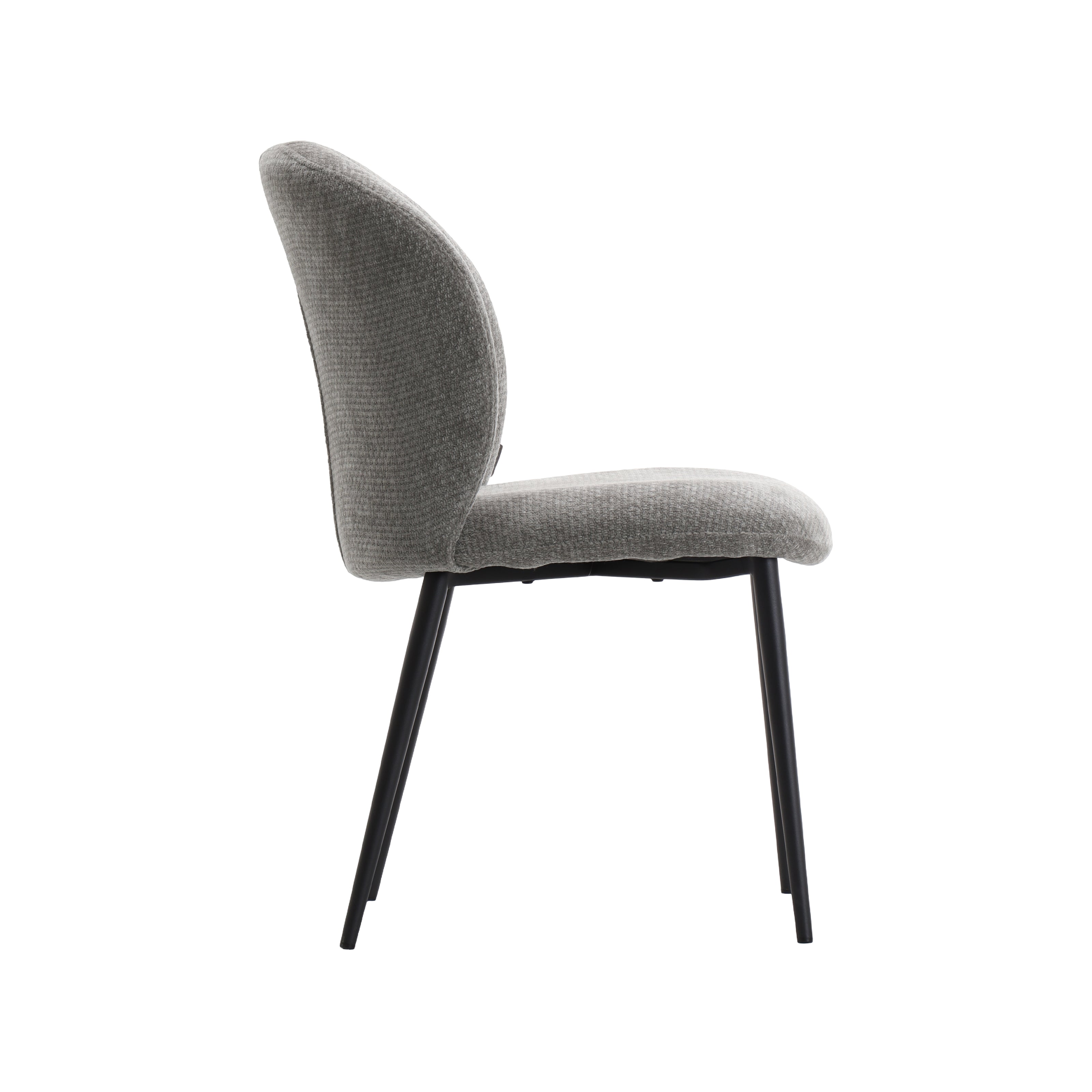 LABEL51 Eetkamerstoelen Vino - Stone - Chenille - Zwart Metalen Frame