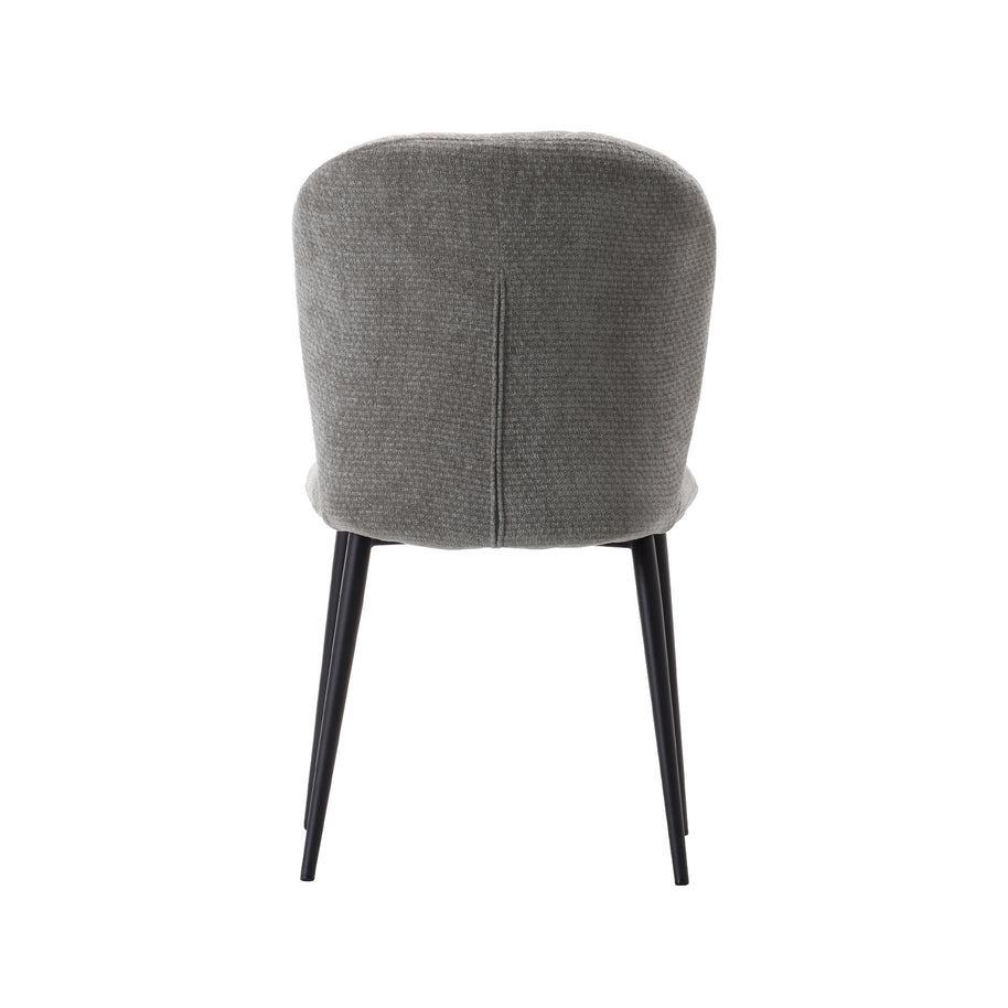 LABEL51 Eetkamerstoelen Vino - Stone - Chenille - Zwart Metalen Frame
