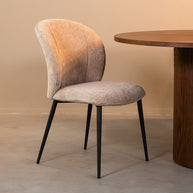 LABEL51 Eetkamerstoelen Vino - Clay - Chenille - Zwart Metalen Frame