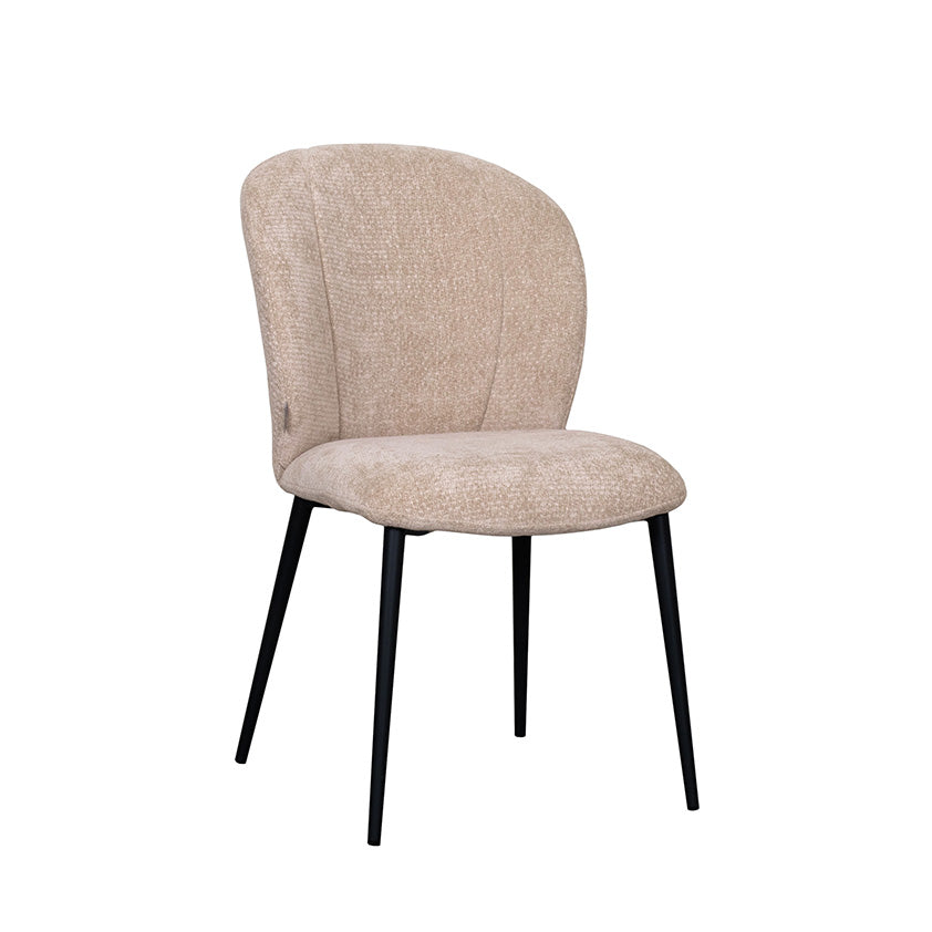 LABEL51 Eetkamerstoelen Vino - Clay - Chenille - Zwart Metalen Frame