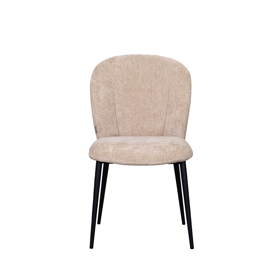 LABEL51 Eetkamerstoelen Vino - Clay - Chenille - Zwart Metalen Frame