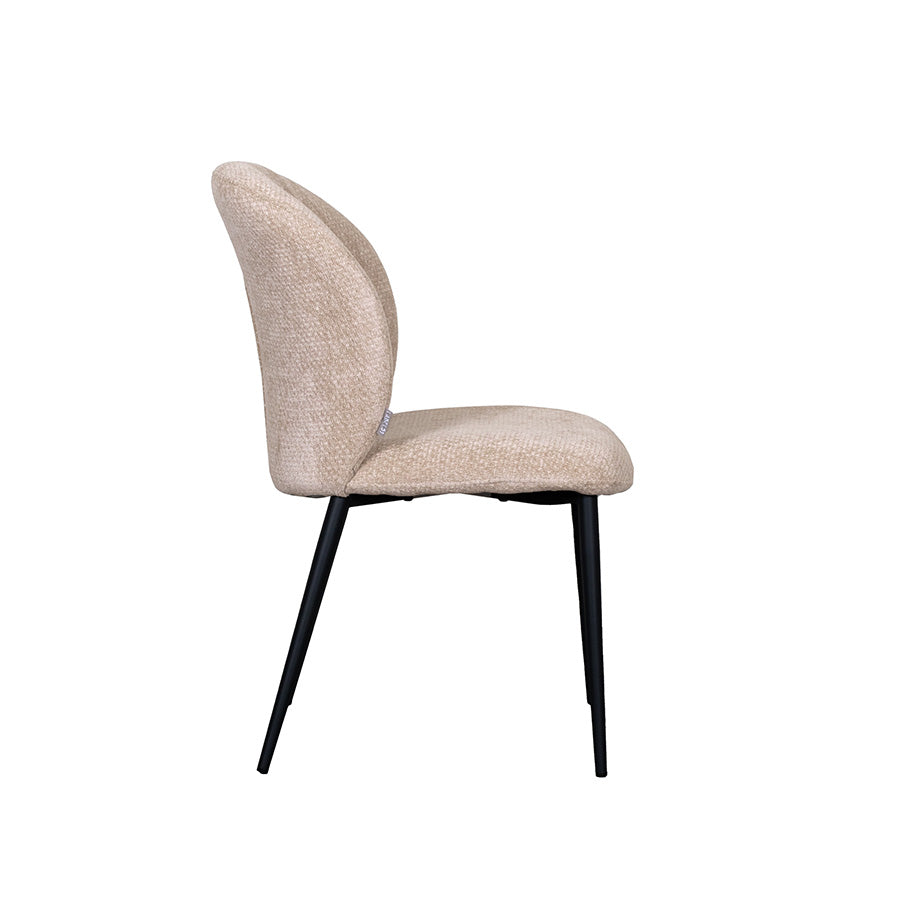 LABEL51 Eetkamerstoelen Vino - Clay - Chenille - Zwart Metalen Frame
