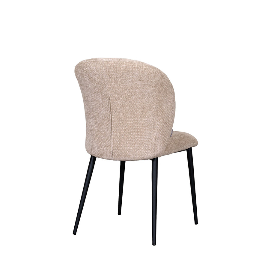 LABEL51 Eetkamerstoelen Vino - Clay - Chenille - Zwart Metalen Frame