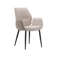 LABEL51 Eetkamerstoelen Morris - Naturel - Chenille - Zwart Metalen Frame