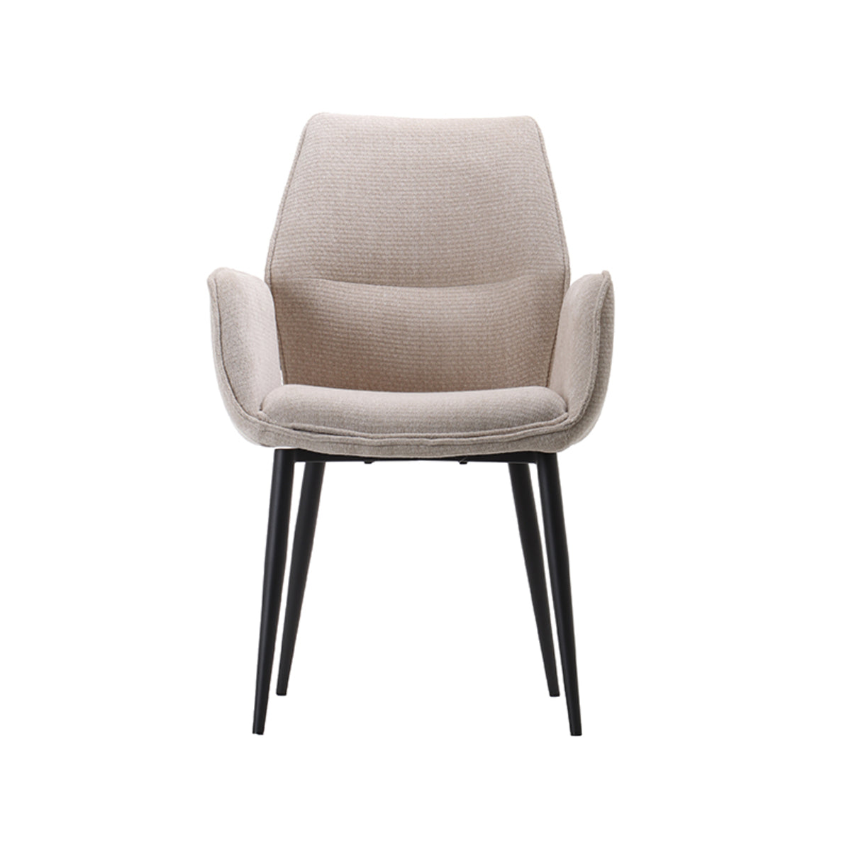 LABEL51 Eetkamerstoelen Morris - Naturel - Chenille - Zwart Metalen Frame
