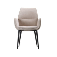 LABEL51 Eetkamerstoelen Morris - Naturel - Chenille - Zwart Metalen Frame