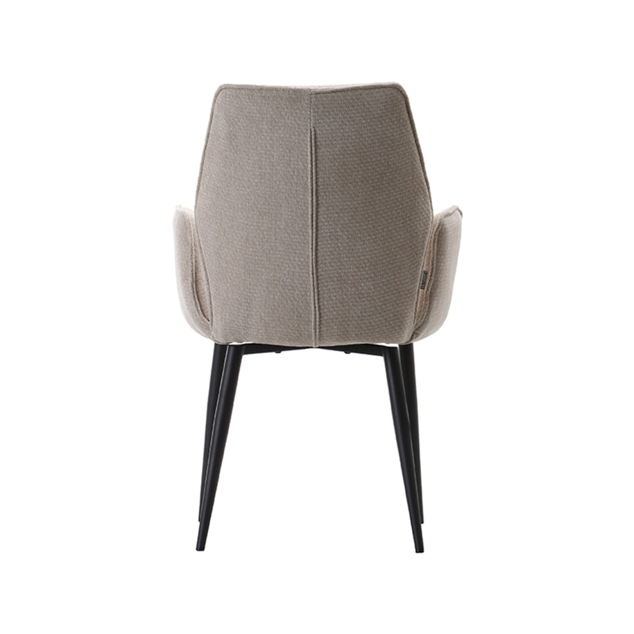 LABEL51 Eetkamerstoelen Morris - Naturel - Chenille - Zwart Metalen Frame