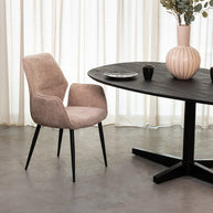 LABEL51 Eetkamerstoelen Morris - Clay - Chenille - Zwart Metalen Frame