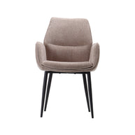 LABEL51 Eetkamerstoelen Morris - Clay - Chenille - Zwart Metalen Frame