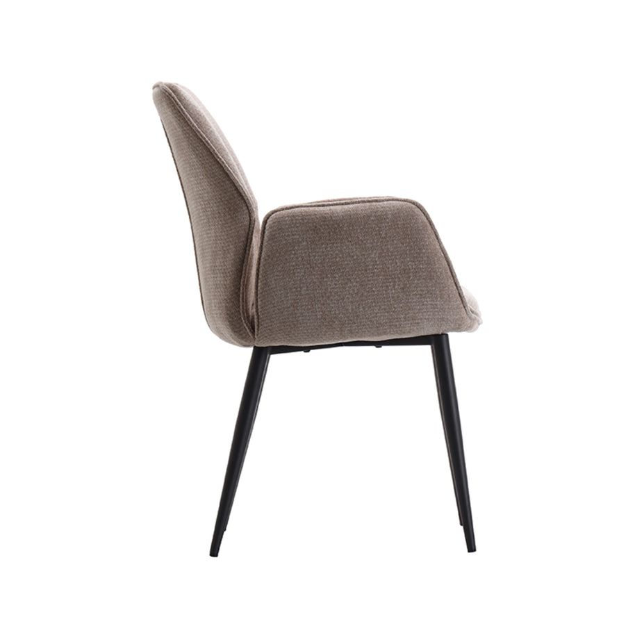 LABEL51 Eetkamerstoelen Morris - Clay - Chenille - Zwart Metalen Frame