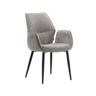 LABEL51 Eetkamerstoelen Morris - Stone - Chenille - Zwart Metalen Frame