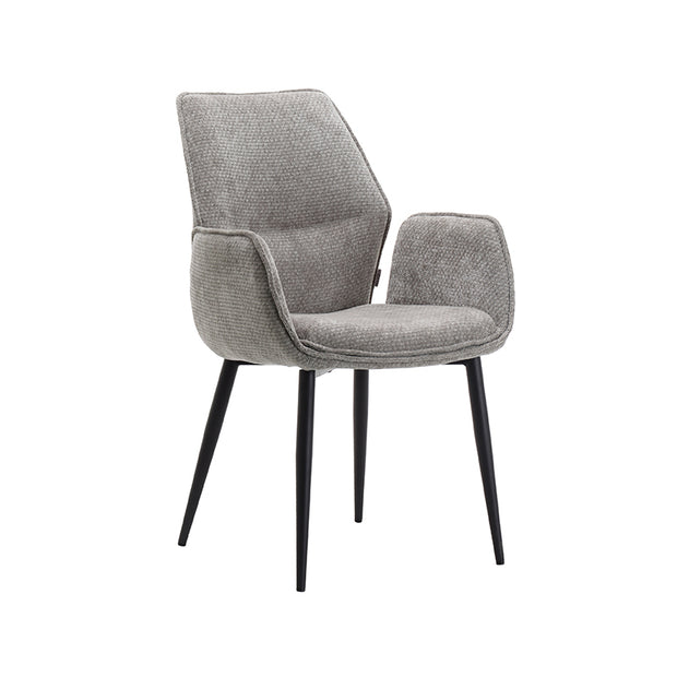 LABEL51 Eetkamerstoelen Morris - Stone - Chenille - Zwart Metalen Frame