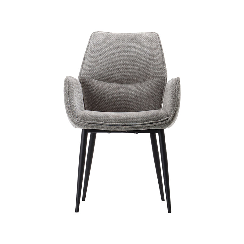 LABEL51 Eetkamerstoelen Morris - Stone - Chenille - Zwart Metalen Frame