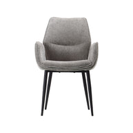 LABEL51 Eetkamerstoelen Morris - Stone - Chenille - Zwart Metalen Frame
