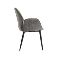 LABEL51 Eetkamerstoelen Morris - Stone - Chenille - Zwart Metalen Frame