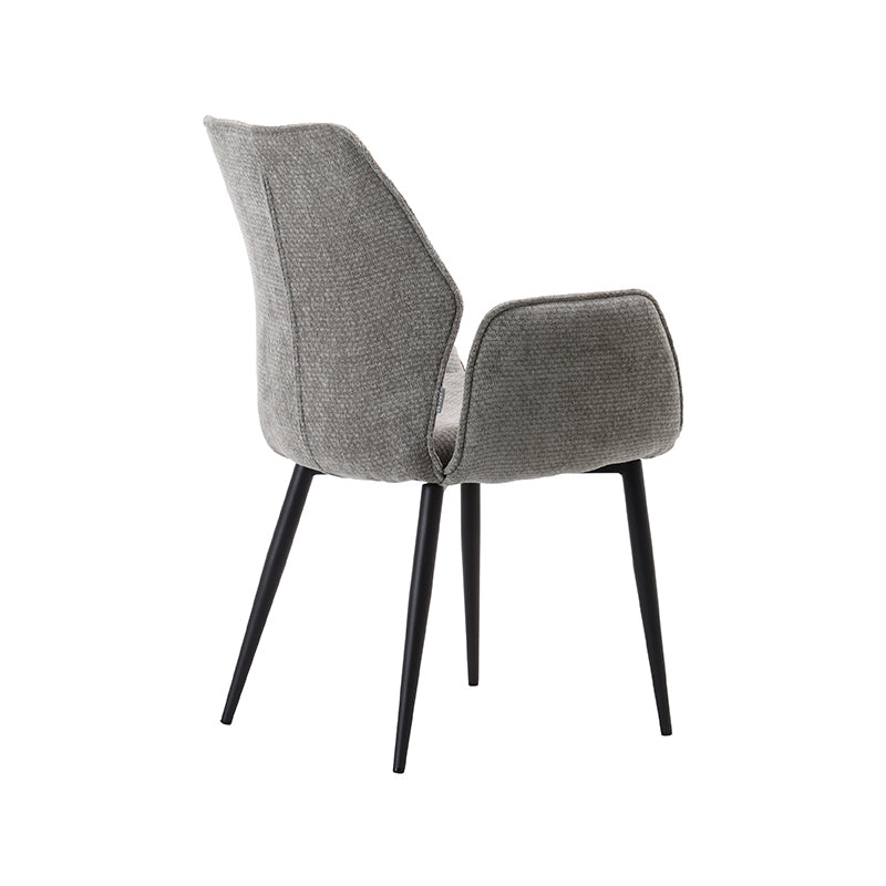 LABEL51 Eetkamerstoelen Morris - Stone - Chenille - Zwart Metalen Frame