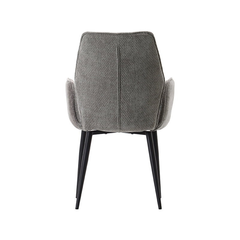 LABEL51 Eetkamerstoelen Morris - Stone - Chenille - Zwart Metalen Frame