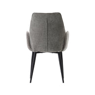 LABEL51 Eetkamerstoelen Morris - Stone - Chenille - Zwart Metalen Frame
