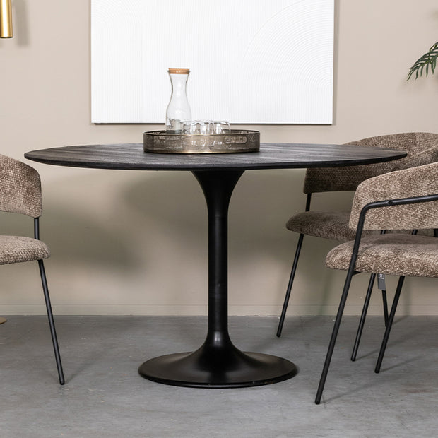 LABEL51 Eetkamertafels Otto - Zwart - Mangohout - 130 cm - Rond