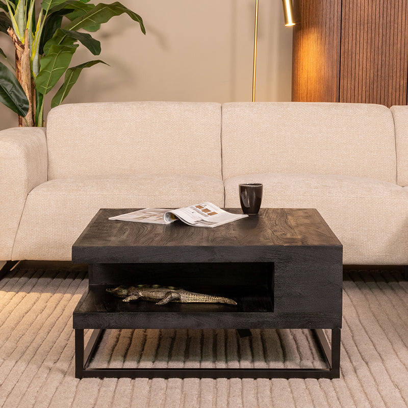 LABEL51 Salontafels Cube - Zwart - Mangohout - 80 cm