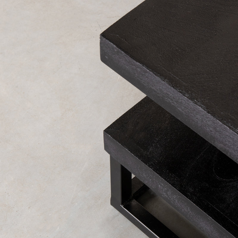 LABEL51 Salontafels Cube - Zwart - Mangohout - 80 cm