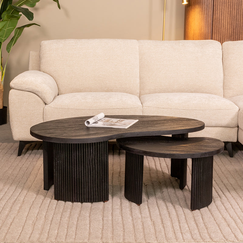 LABEL51 Salontafels Timon - Zwart - Mangohout - 100 cm