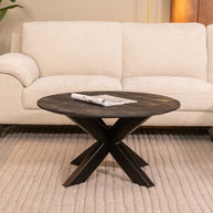 LABEL51 Salontafels Otis - Zwart - Mangohout - 80 cm - Rond