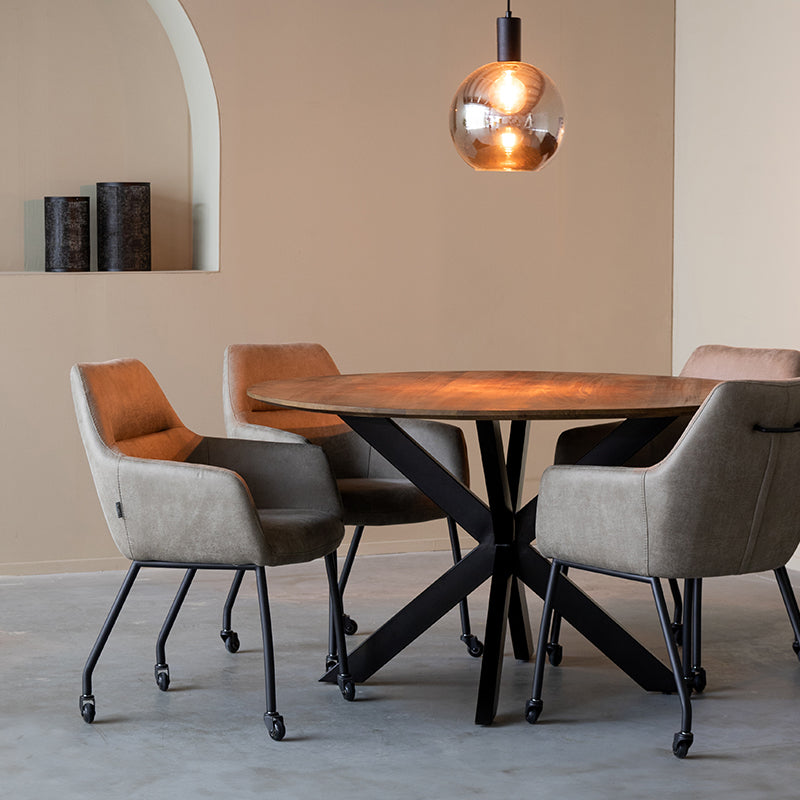 LABEL51 Eetkamertafels Otis - Nature Smooth - Mangohout - 130 cm - Rond