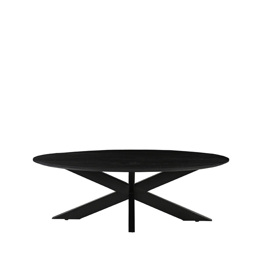 LABEL51 Salontafels James - Zwart - Mangohout - 130 cm - Ovaal