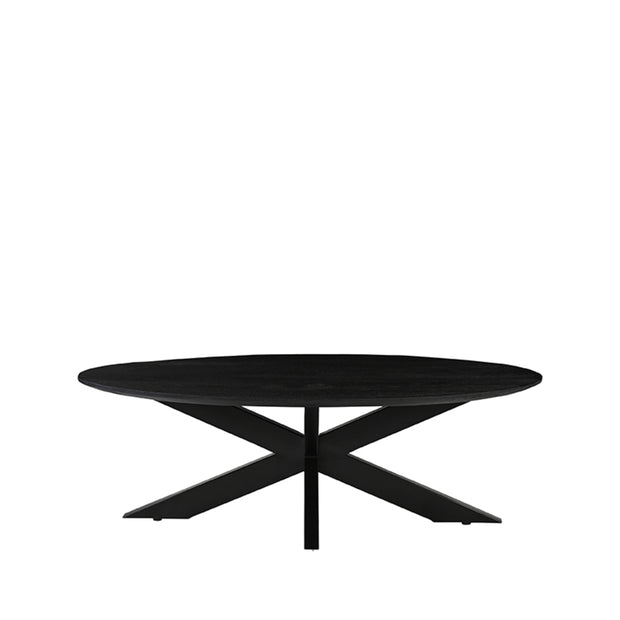 LABEL51 Salontafels James - Zwart - Mangohout - 130 cm - Ovaal