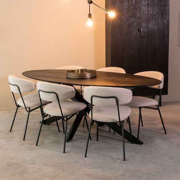 LABEL51 Eetkamertafels James - Zwart - Mangohout - 240 cm - Ovaal