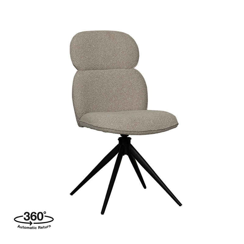 LABEL51 Eetkamerstoelen Finn - Naturel - Boucle - Zwart Metalen Frame