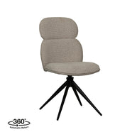 LABEL51 Eetkamerstoelen Finn - Naturel - Boucle - Zwart Metalen Frame