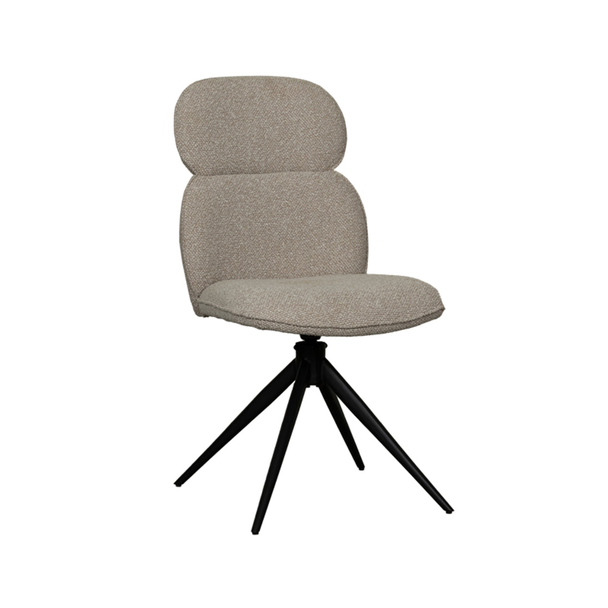 LABEL51 Eetkamerstoelen Finn - Naturel - Boucle - Zwart Metalen Frame