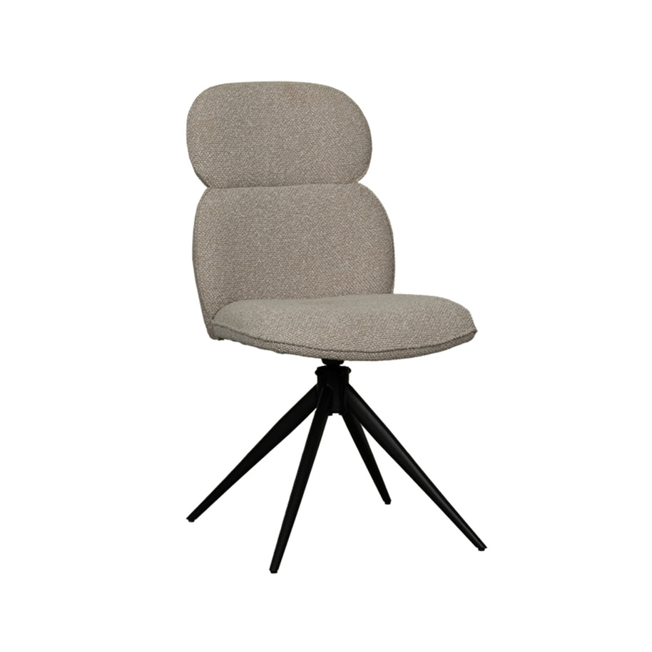LABEL51 Eetkamerstoelen Finn - Naturel - Boucle - Zwart Metalen Frame