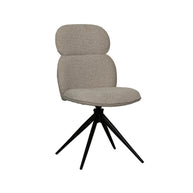 LABEL51 Eetkamerstoelen Finn - Naturel - Boucle - Zwart Metalen Frame