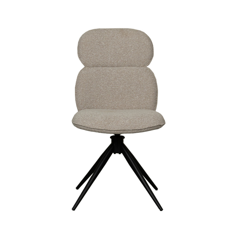 LABEL51 Eetkamerstoelen Finn - Naturel - Boucle - Zwart Metalen Frame