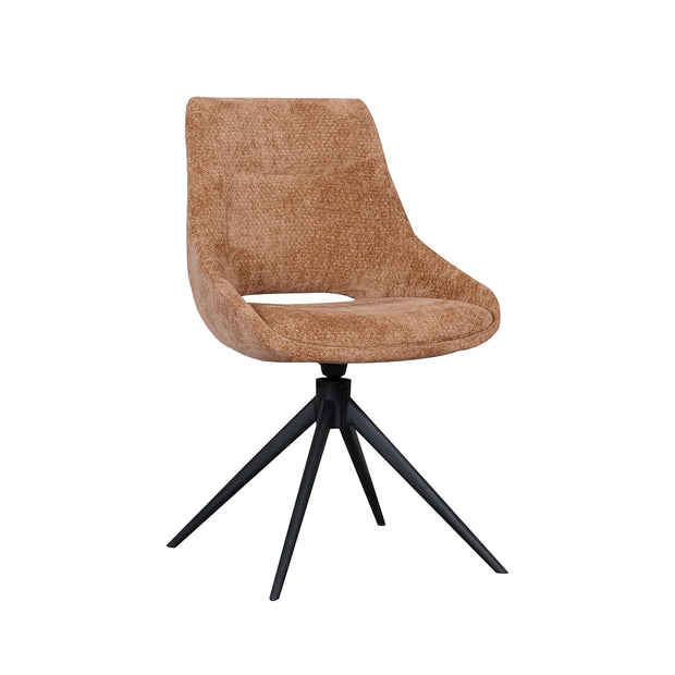 LABEL51 Eetkamerstoelen Marlow - Cognac - Chenille - Zwart Metalen Frame