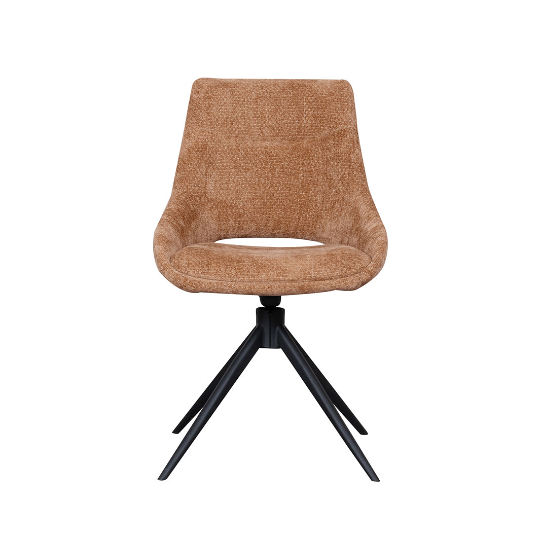 LABEL51 Eetkamerstoelen Marlow - Cognac - Chenille - Zwart Metalen Frame