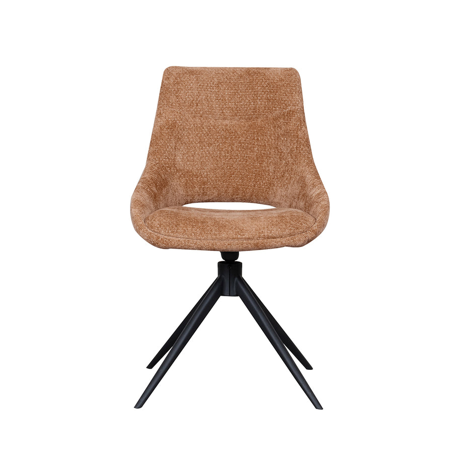 LABEL51 Eetkamerstoelen Marlow - Cognac - Chenille - Zwart Metalen Frame