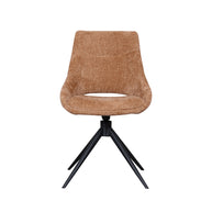 LABEL51 Eetkamerstoelen Marlow - Cognac - Chenille - Zwart Metalen Frame