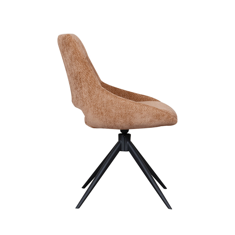 LABEL51 Eetkamerstoelen Marlow - Cognac - Chenille - Zwart Metalen Frame