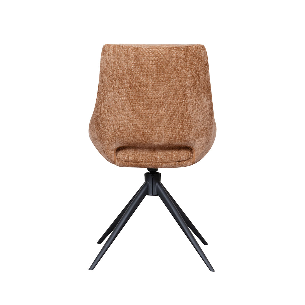 LABEL51 Eetkamerstoelen Marlow - Cognac - Chenille - Zwart Metalen Frame