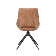 LABEL51 Eetkamerstoelen Marlow - Cognac - Chenille - Zwart Metalen Frame